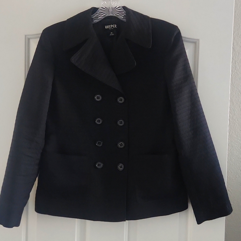 Kasper Women's Black Double Breated Jacket. Size 6 Petite